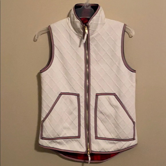 NWT THML zip Vest XS Plaid Cream Quilted - Picture 1 of 5